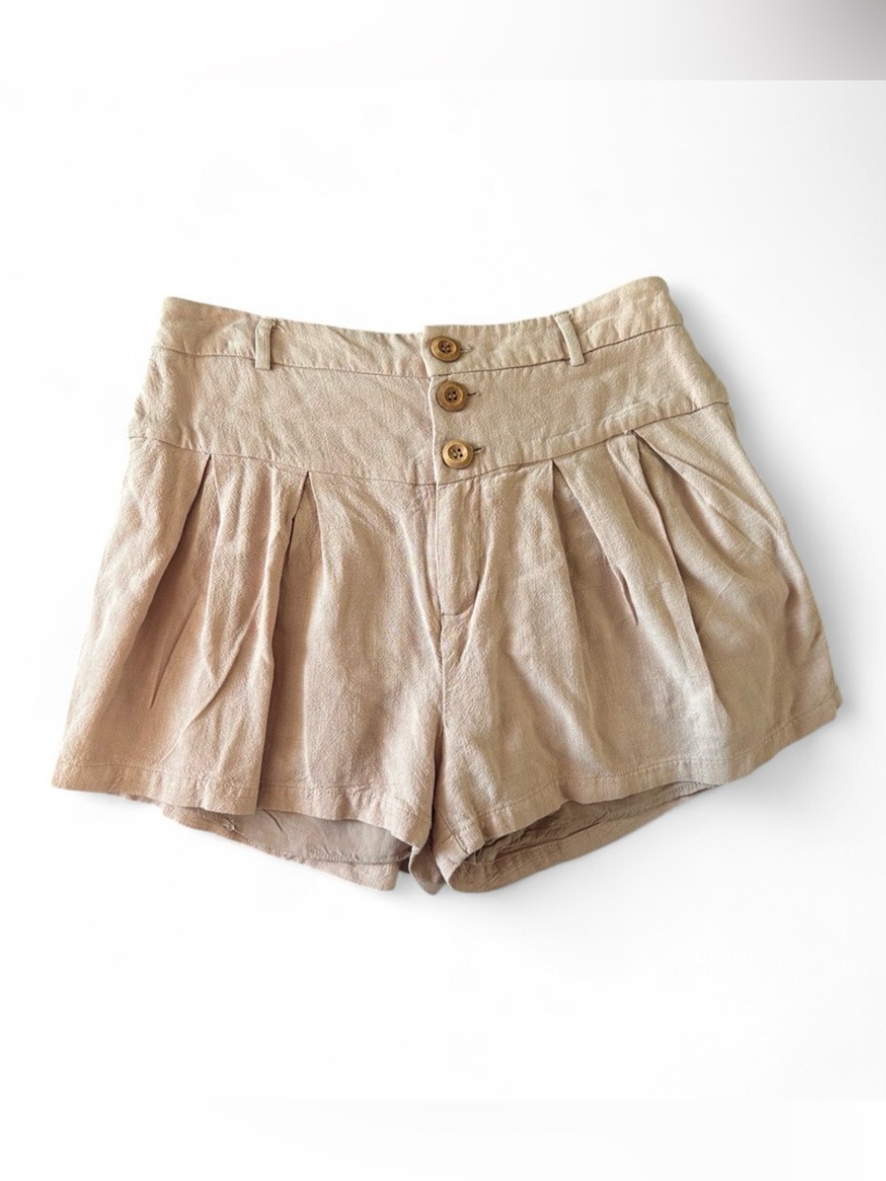 Altard State Linen High-Waist June Pleated Women’s Shorts - Peach - Small